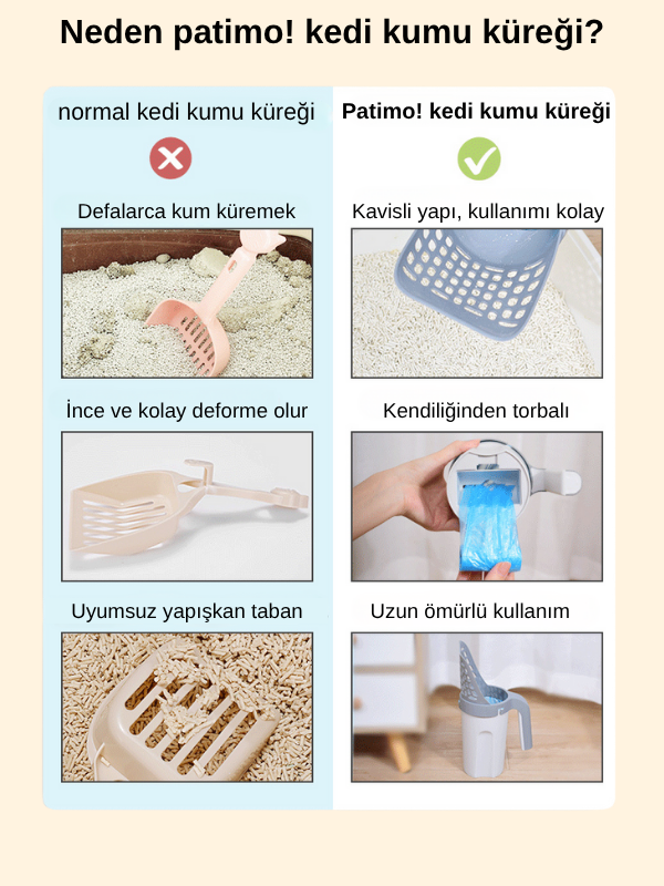 Patimo 2’si 1 Arada Kedi Kumu Küreği